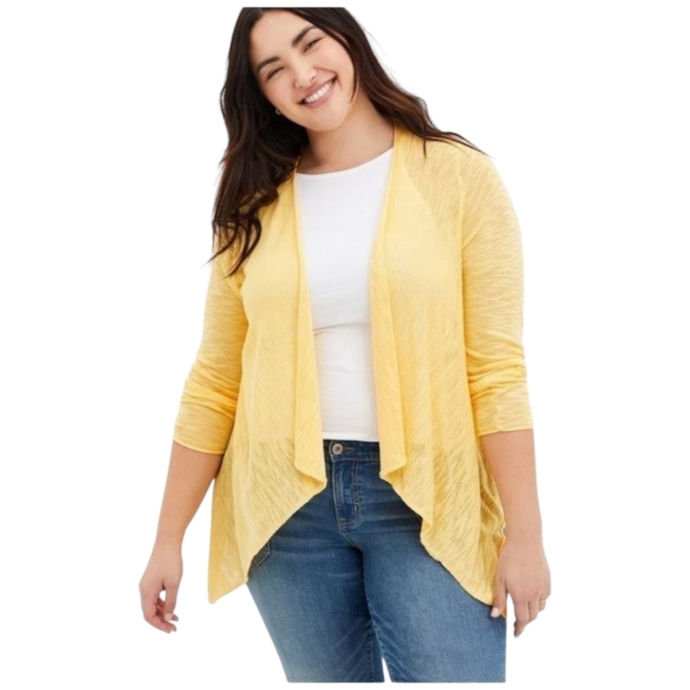 torrid Yellow Open Front Waterfall Cardigan